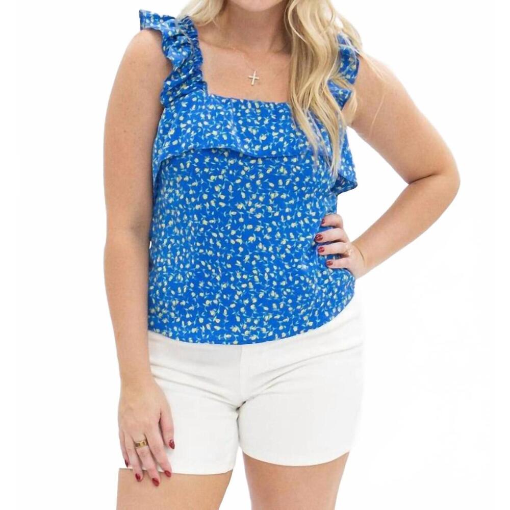 NEW GRACE + EMMA amber tank top in blue floral